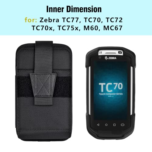 Black Scanner Holster Compatible with Zebra TC75x, TC70x, TC70, TC72, TC77 with Belt Clip & Safety Strap