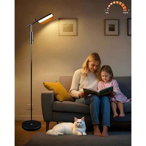 Lightdot 62IN Reading Floor Lamp, Dimmable LED Floor Lamps for Living Room, 350¡Æ Angle Adjustable Standing Lamp for Bedroom, Mid Century Industrial Design for Reading Room Office Study Room-Black