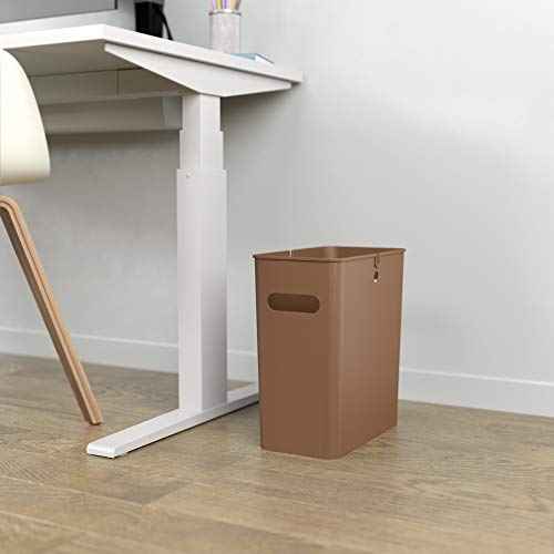 iTouchless SlimGiant 4.2 Gallon Narrow Space Slim Trash Can and File Folder Organizer Storage with Handles, 2-Packs, 2 Toffee Brown, 2 Pack
