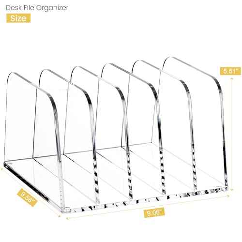 YUXUN Desk File Organizer,5-Section Vertical Clear Acrylic Desk Organizer File Holder Mail Sorter Office Organization for Office Home &Classroom£¨B5£©