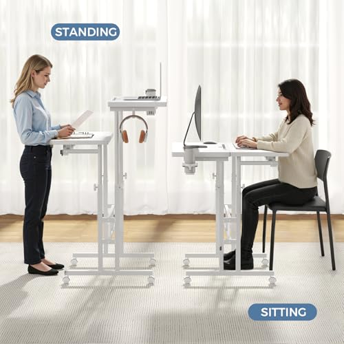 DUMOS Adjustable Standing Desk with Split Top, Walking Pad Friendly, Ergonomic Home Office Cart