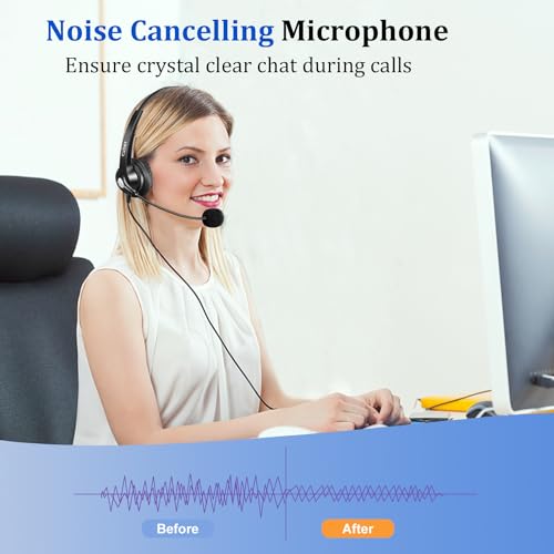 Callez RJ9 Phone Headset with Microphone Noise Cancelling Office Telephone Headsets Compatible with Polycom VVX411 VVX311 VVX410 VVX500 Avaya 1416 1408 Mitel 5330e Shoretel 230 NEC Allworx Toshiba