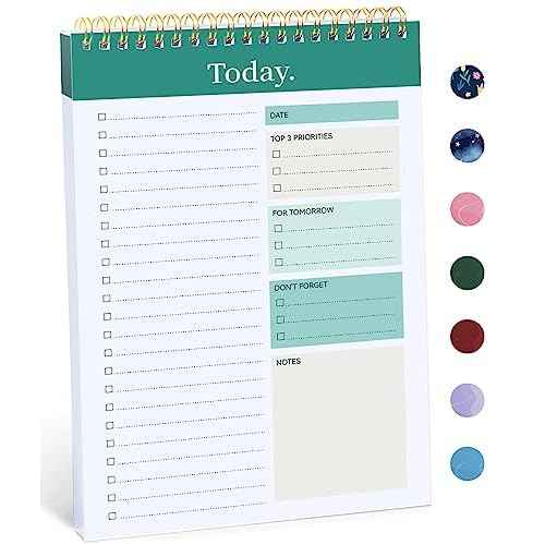 Taja To Do List Notepad - To Do List Notebook for Work with 52 Sheets, Undated Daily Planner Perfect for Daily Tasks and Goal Setting, Notepad Suitable for Office, Home & School - Greenery Sway