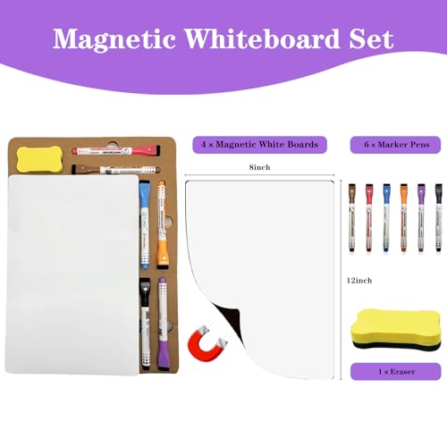 UJL Magnetic Dry Erase Boards for Refrigerator 12x8 inches 4 Pack
