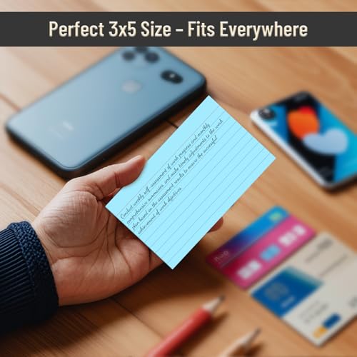 Nichela 3x5 Inch Multi-Color 300 Count Ruled Index Cards for Study Office and Home