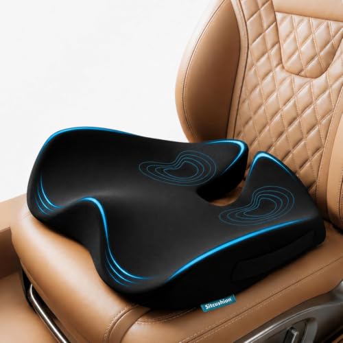 SitCushion Black Car Seat Cushion for Driving – Tailbone & Sciatica Pain Relief, Memory Foam