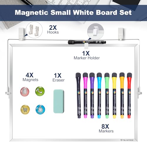 TSJ OFFICE Small White Dry Erase Board Silver Frame 18x14 Inches - Double-Sided Portable Whiteboard