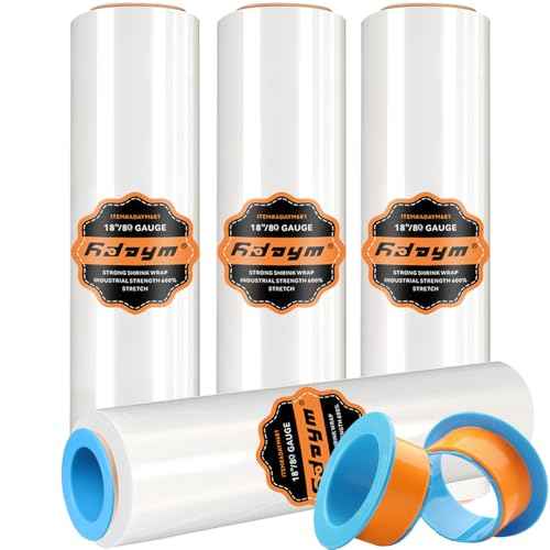Stretch Film Shrink Wrap Roll 18" x 1500' - Industrial Plastic Wrap for Moving, Heavy Duty 80 Gauge, 600% Stretch for Packing, Pallets, Shipping&Furniture Protection?-4 Rolls