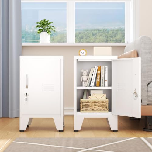 pozdeg 24.5-Inch White Lockable Steel Storage Locker with Adjustable Shelf