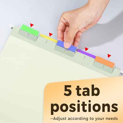 SUNEE 25 Count Hanging File Folders, Pastel Colors, Hanging File Folders Letter Size, Hanging Folders with 1/5-cut Tabs, Designed for Bulky Files, Filing Cabinets, Medical Charts