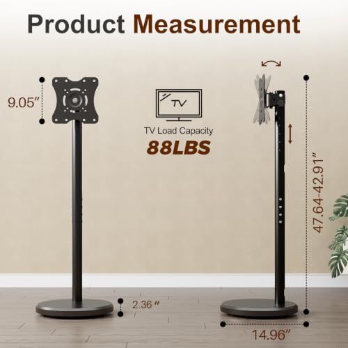 Hovadova Rolling TV Stand with Wheels for 10-46 Inch TVs (Black) – 88 lbs