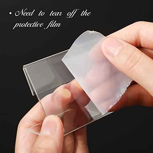 Vicenpal 3.5 x 2.5 Inches Acrylic Sign Holder Slant Back Sign Holders Clear Picture Frame Acrylic Stands L Shaped Display Stand for Office, Store, Restaurant, Horizontal (100 Pcs)