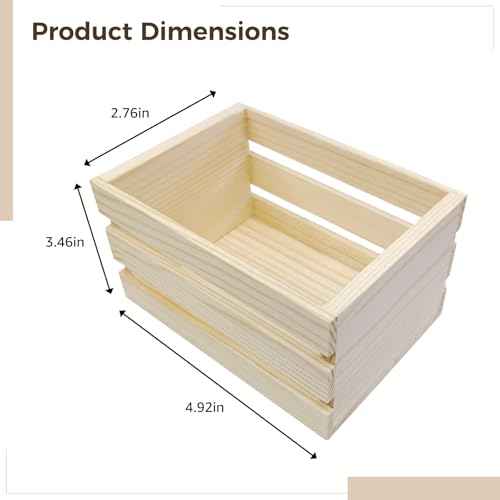 Homaisson 9 Pcs Mini Wooden Crates for Storage, Small Wooden Baskets for Crafts and Decor, Stacking Design, Open Storage, Natural Pine Wood, 4.9 x 3.5 x 2.8 Inches