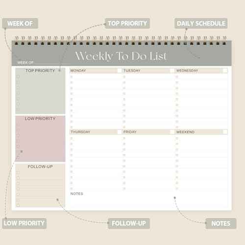 Weekly To Do List Notepad, Undated Planner with 52 Sheets (8.5''x11''), Desk Weekly Planner for Women & Man, Home School & Work