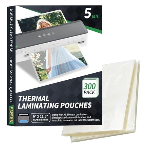 5 Mil Laminating Sheets 300 Packs, Thermal Laminating Pouches Holds 8.5" x 11" Sheets, Clear Laminator Plastic Paper 9 x 11.5 Inches - Rounded Corner Letter Size