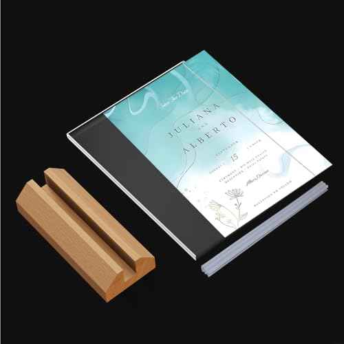 Acrylic Sign Holder 8.5 x 11 Inch 3 Pack, Wood Base Paper Stand for Menu Flyer Display, Table Top Clear Plastic Picture Frame for Stores, Restaurants, Hotels, Office, Farmers Market Show Fair Decor.