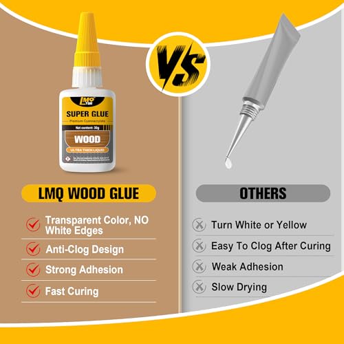 LMQ LASH 1oz Thick Clear Super Glue for Wood & Heavy-Duty Repairs
