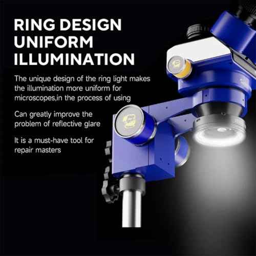 Microscope Ring Light Polarized Ring Lamp Adjustable 72 LED Ring Light Source Anti Glare Eliminates Reflection Illuminator for Stereo Microscope & Camera