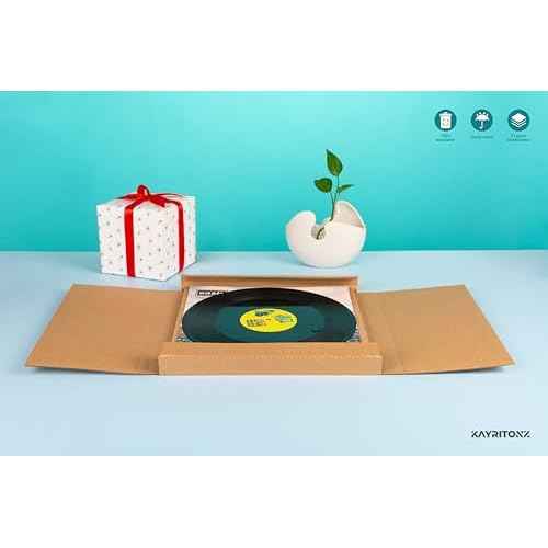 12" Record Mailers, 12.8"L x 12.8"W x 1"D Vinyl LP Shipping Boxes for Mailing Packaging Moving Storage, with Fragile Stickers, Brown, 25 Pack