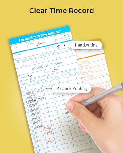Volcora 100 Pack Employee Time Cards 7.4 x 3.4 Inches for Time Clock, Monthly Hours Tracking