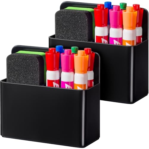 BEYGORM Black Magnetic Pen Holder Pack - Adjustable, Strong Magnet, Office & Home Storage