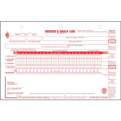 J. J. Keller Deluxe Daily Driver Log Pack 10 (310 Forms) 8.5 x 5.5, 10-pack