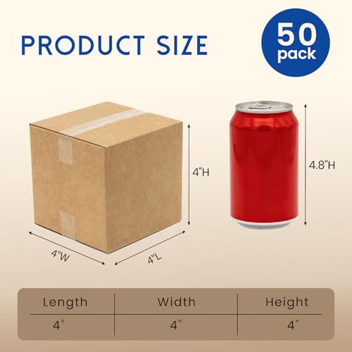 Mefleet 4x4x4 Inch Shipping Boxes 50 Pack Small Corrugated Cardboard Brown