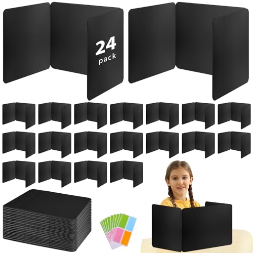 Desk Privacy Dividers 24-Pack — Waterproof Corrugated Plastic Folders for Classroom & Office