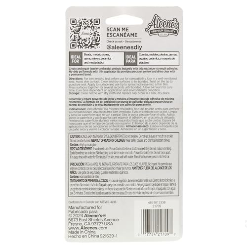 Aleene's Jewelry & Metal Glue .70 oz - Permanent Clear Waterproof Adhesive