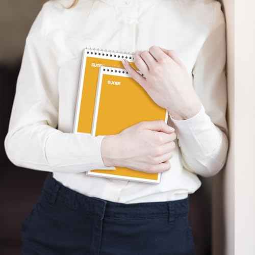 SUNEE 2 Pack Steno Pads 6x9, Gregg Rule, 60 Sheets, Spiral Notebook 6x9, White Paper, Take Notes with Top Spiral Notebook, for School, University, College, Work, Office, Yellow