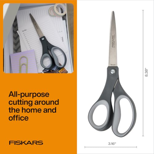 Fiskars 8-Inch Left-Handed Titanium All Purpose Scissors with SoftGrip Handle