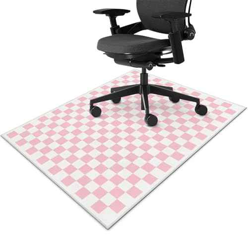 Office Chair Mat for Hardwood Floor Pink Checkered 48"x60" Computer Gaming Chair Mat Anti-Slip Office Rugs Floor Protector for Rolling Chairs Under Desk Rug for Home Office