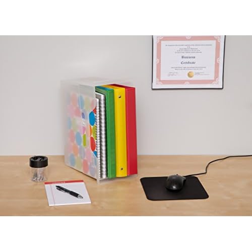 IRIS USA Medium Portable Desktop File Box with Open Lid, 6 Pack, Side Handles, Hanging File Folders, Tabs & Inserts, Letter Size, Magazines, Newspapers, Mail, Books, Notebooks, Clear
