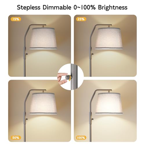 SUNMORY Floor Lamps for Living Room, 12W Bulb Included, Tall Lamp for Bedroom with Adjustable Head, Modern Standing Lamp, 0-100% Dimmable Arc Floor Lamp for Dining Room Office Nursery, Galaxy Gray
