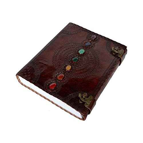 Leather Journal Book Seven Chakra Medieval Stone Embossed Handmade Book of Shadows Notebook Office Diary College Book Poetry Book Sketch Book 10 x 13 inches