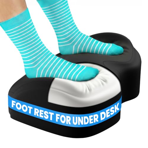 Everlasting Comfort Black Large Memory Foam Foot Rest for Under Desk Office & Gaming