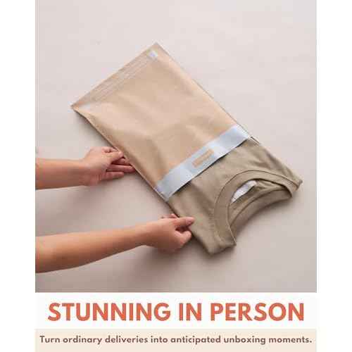 Poly Mailers 10 x 13 Inch- 100 pack Biodegradable Shipping Bags for Clothes - Impack Self-Seal Waterproof Thick Mailing Envelope for Accessories & Clothing - Tidal Sand