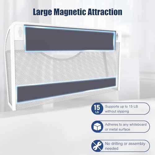 4PCS Magnetic File Holder - No Drilling Magazine Paper Document Holder, Hanging File Organizer for Refrigerators, Whiteboards & File Cabinets