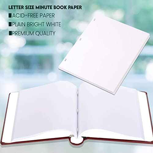 Performore 11 X 8.5 Inch Letter Size Minute Book Paper, 3 Hole Punched White Loose Leaf Minute Book Ledger Sheets, 200 Ledger Sheets for Record Keeping