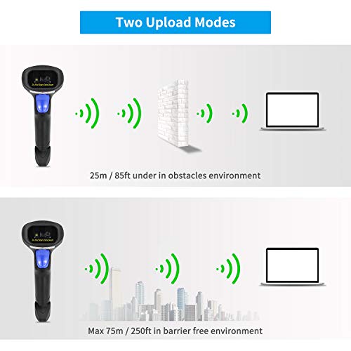 NetumScan Wireless 1D 2D Barcode Scanner with Stand - Handheld, USB & Wireless