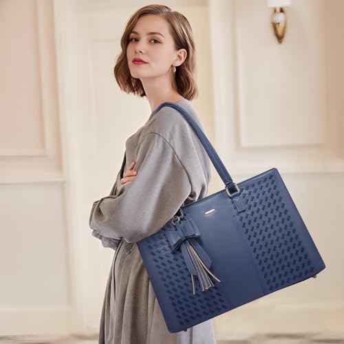 LOVEVOOK Laptop Tote Bag for Women 15.6 Inch Waterproof PU Leather Computer Bags for Business Office Work Briefcase