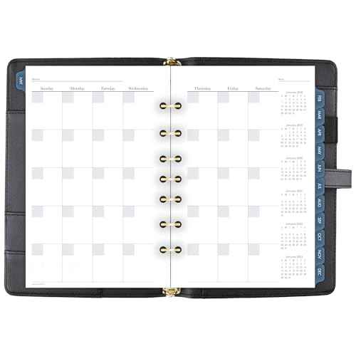 AT-A-GLANCE Faux Leather Undated Starter Set, 7-Ring, 5-1/2" x 8-1/2", Desk Size, Fashion, Black (DR1118-040-05)