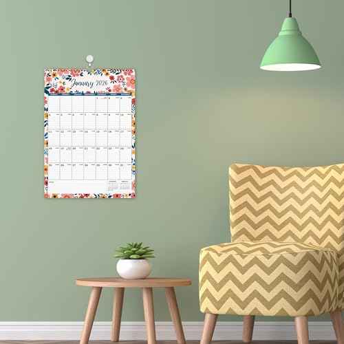 2026 Wall Calendar - Jan 2026 - Dec 2026, 12 Months Hanging Monthly Calendar 2026 Vertical, 17" x 12", Twin-Wire Binding, Julian Date, Large Block, Notes, Thick Paper, Perfect for Organizing
