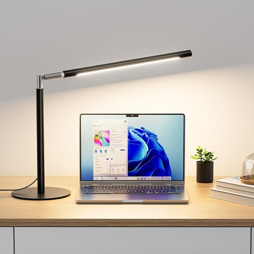 SIBRILLE Black Metal Dimmable LED Desk Lamp - 16-inch Adjustable Brightness & Color