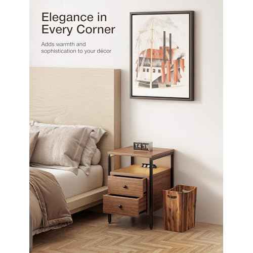 2 Gallons Rectangular Wastebaskets - Acacia Wood Waste Basket with Handles - Small Trash Can for Bathroom - Brown Garbage Bin for Spa Bathroom Decorative, Kitchen Counter, Living Room (Walnut)