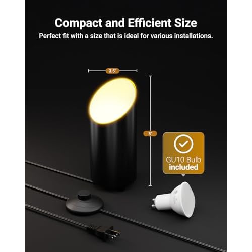 Sunco Uplighting Indoor with Foot Switch, LED Floor Can Light Spotlight, for Indoor Plants 7W, 450 LM, 3000K Warm White, 120V, Non-Dimmable, Black 4 Pack.