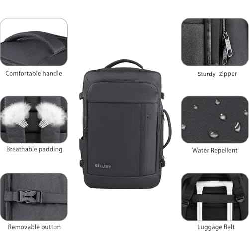 55L Carry On Backpack, Extra Large Travel Backpack for Men & Women, Expandable 60L Big Capacity Bag For Airplanes, Travel Gifts for Men Women, Fits 18.4 Inch Laptop, Luggage Suitcase Daypack, Black