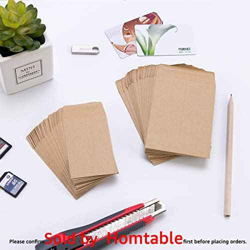 100 Pack Small Coin Envelopes Self-Adhesive Kraft Paper Seed Envelopes Mini Parts Small Items Stamps Storage Packets Envelopes for Garden, Office or Wedding Gift(2.25"¡¿3.5") (100)