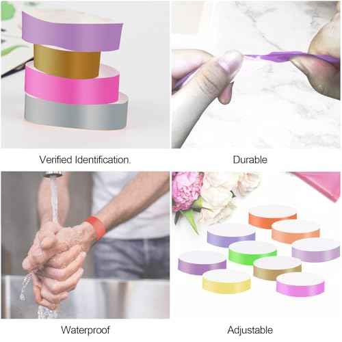 2400 Packs Paper Wristbands for Events, 12 Colors Waterproof Neon Party Wristbands Armband Paper Bracelets Identification Wristbands for Concert Club Bar Entrance Admission Party