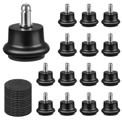 Pisman Bell Glides Replacement for Office Chairs or Stools - Convert Swivel Casters to Fixed Stationary Wheels, Short Profile with Self-Adhesive Felt Pads (15Pcs)